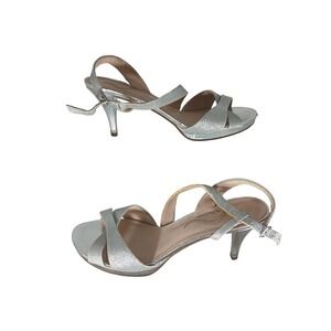 Nina Silver Glitter Slingback Heels Sparkle Stiletto Pumps Women Shoes Size 9M
